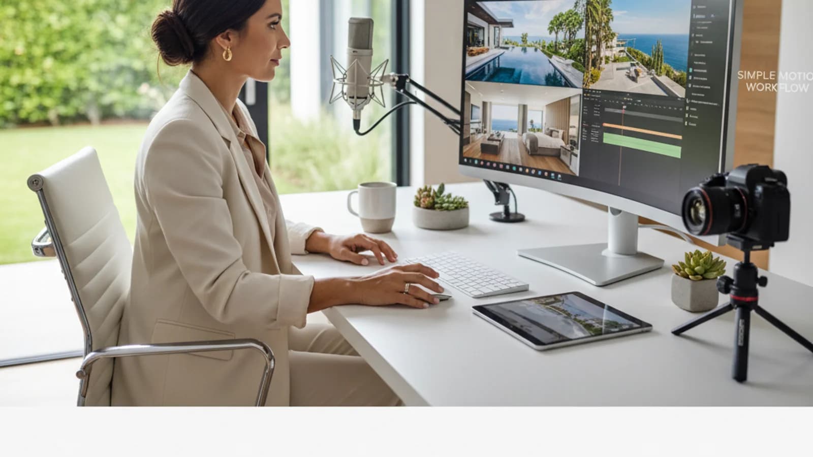 Agent creating a property tour video from listing visuals without an on-site film crew