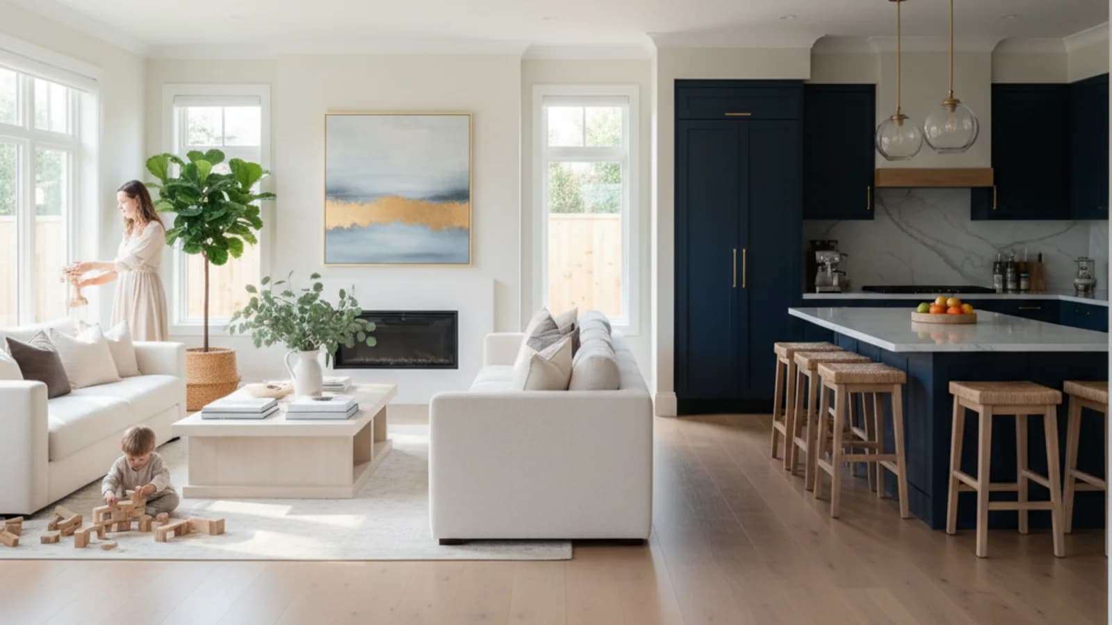 Occupied family home being prepared for listing photography with a tidy visual plan