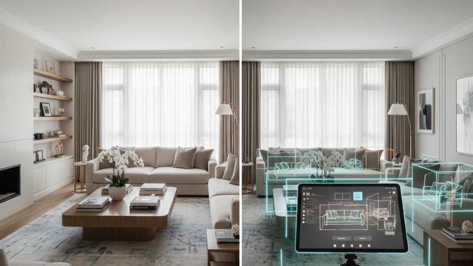 Empty UK apartment interior shown with a refined virtual staging concept