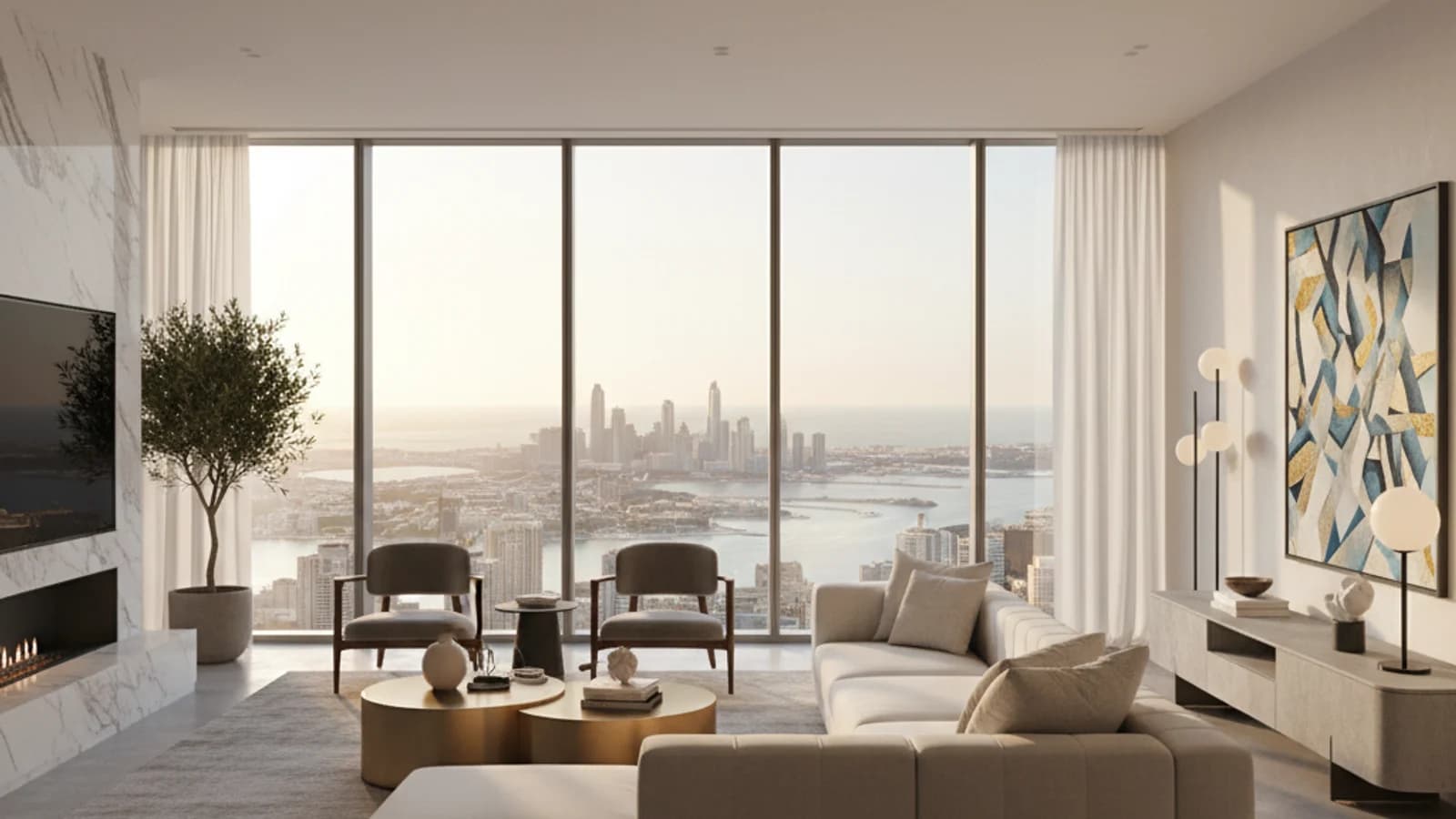 Empty Dubai luxury apartment shown with a refined virtual staging concept