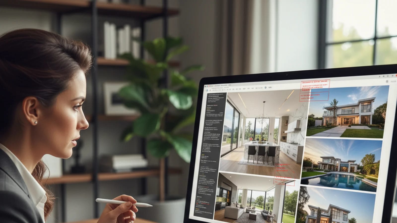 Fotograf som granskar batchförbättrade listningsbilder med ett konsekvent kvalitetskontrollarbetsflöde