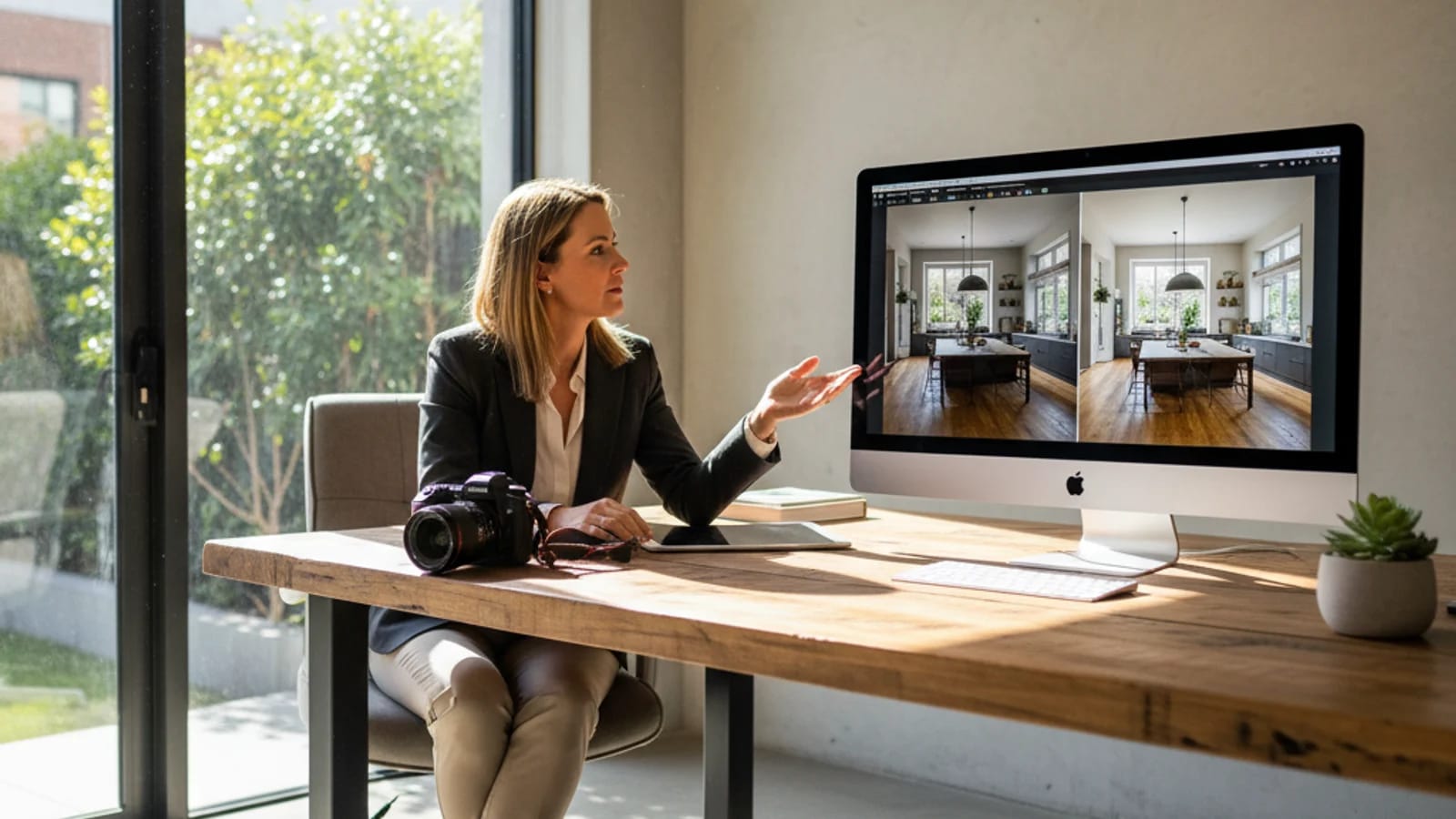 Agente che confronta le modifiche delle foto di annunci prima e dopo da diversi output software