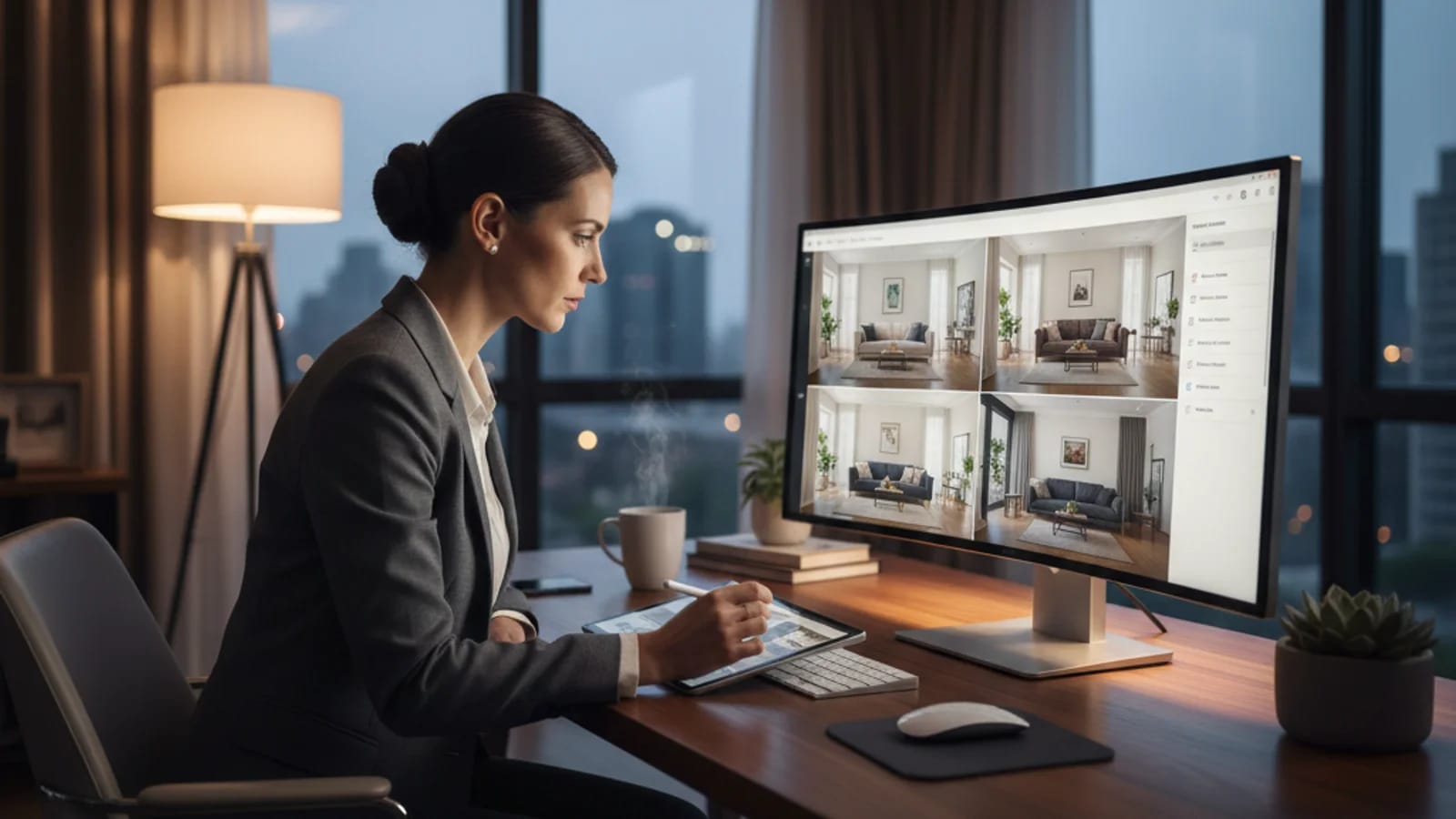 Agent beoordeelt variaties van gestyleerde ruimtes en softwareworkflow criteria op het scherm