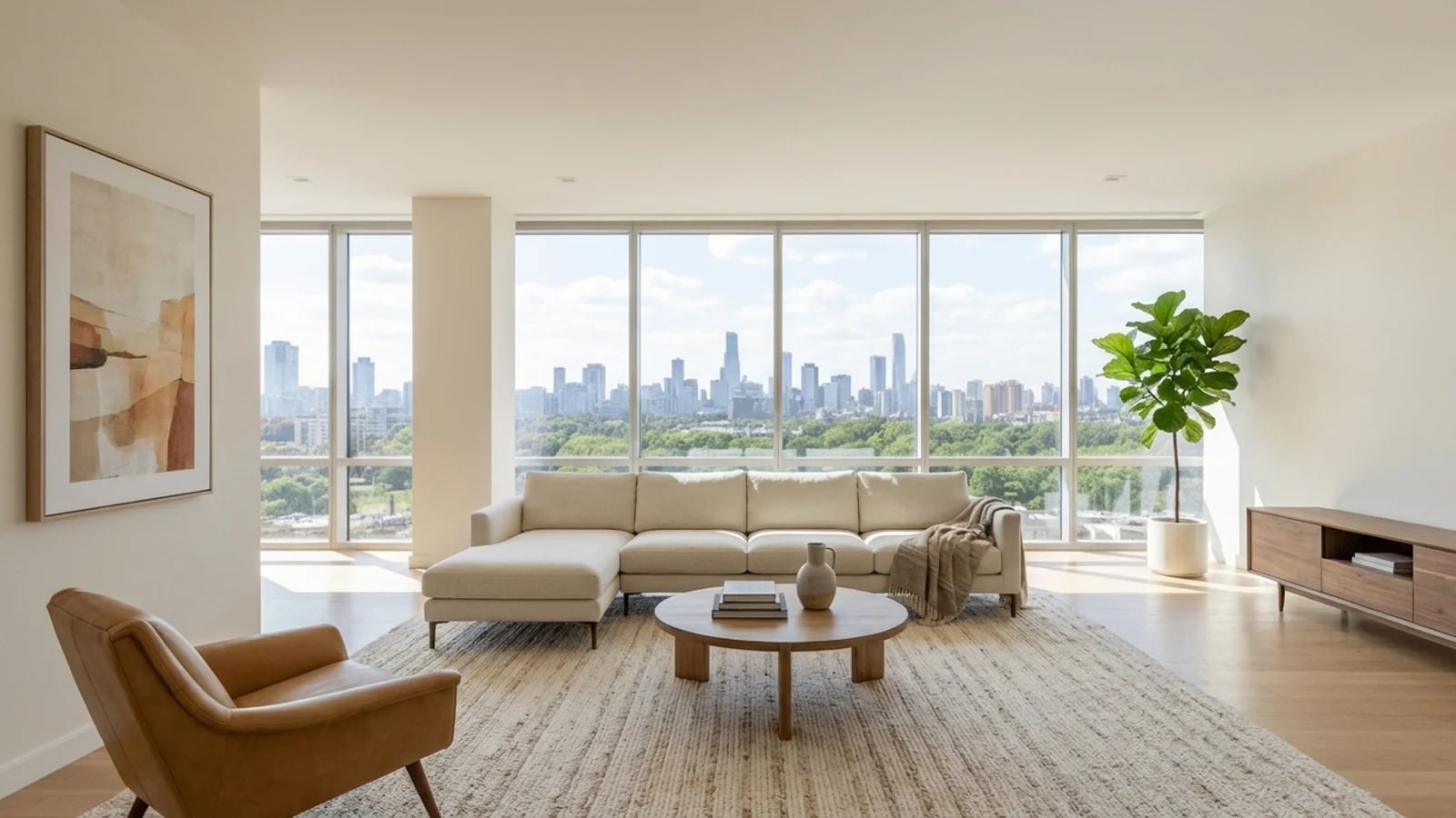 Virtually staged living room